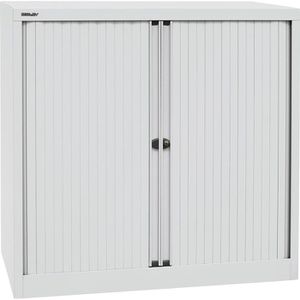 Bisley Rollladenschrank ET410102S, aus Metall, abschließbar, 100 x 102,9 x 43 cm (B/H/T), lichtgrau, 2 Böden