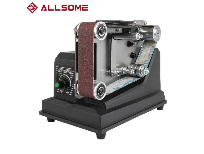 Ponceuse à bande Allsome, ponceuse 180 W avec contrôle à vitesse variable, courroies 533 x 30 mm compatibles avec batterie Makita 18 V AC 220 V