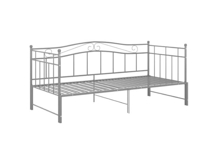 vidaXL Ausziehsofa Bettgestell Ausziehbett Sofabett Tagesbett Schlafsofa Gästebett Bett Metallbett Bettsofa Sofa Couch Grau Metall 90x200cm