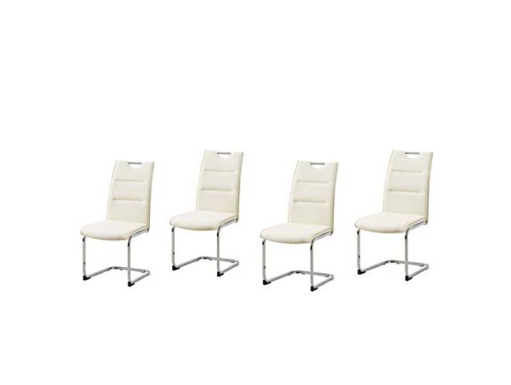 HTI living Schwingstuhl DannyC PU Creme Freischwinger Esszimmerstuhl Kunstleder 4-teilig