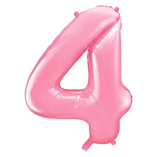 Partydeco Alu-Ball Ziffer "4" Hellrosa (1x) (FB1P-4-081)