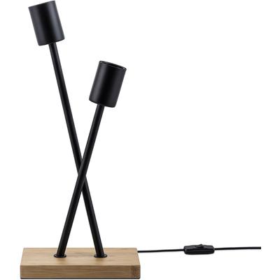 PACO HOME Tischleuchte "IKS", schwarz (holzfarben, schwarz), 2, H: 41cm, Leuchten, Stehlampe LED Lampe Wohnzimmer Vintage Retro Industrial Design E27, Tischleuchte