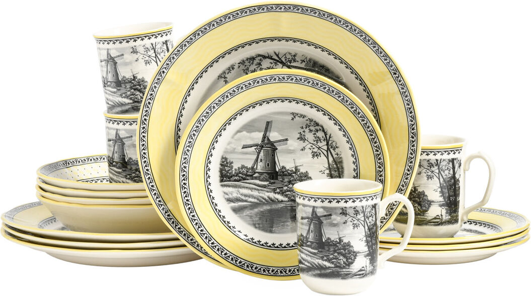 Creatable Windmühle Dinnerware Set 16 Piece - Service for 4 Cream;Yellow 16