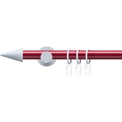 Gardinenstange LIEDECO "Fertigstilgarnitur 20 mm Power Celebration Spitze" Gr. 2, rot (rot, weiß), L:200cm Ø:20mm, Eisen, Gardinenstangen, Gardinenstange Komplett, Farbkombination