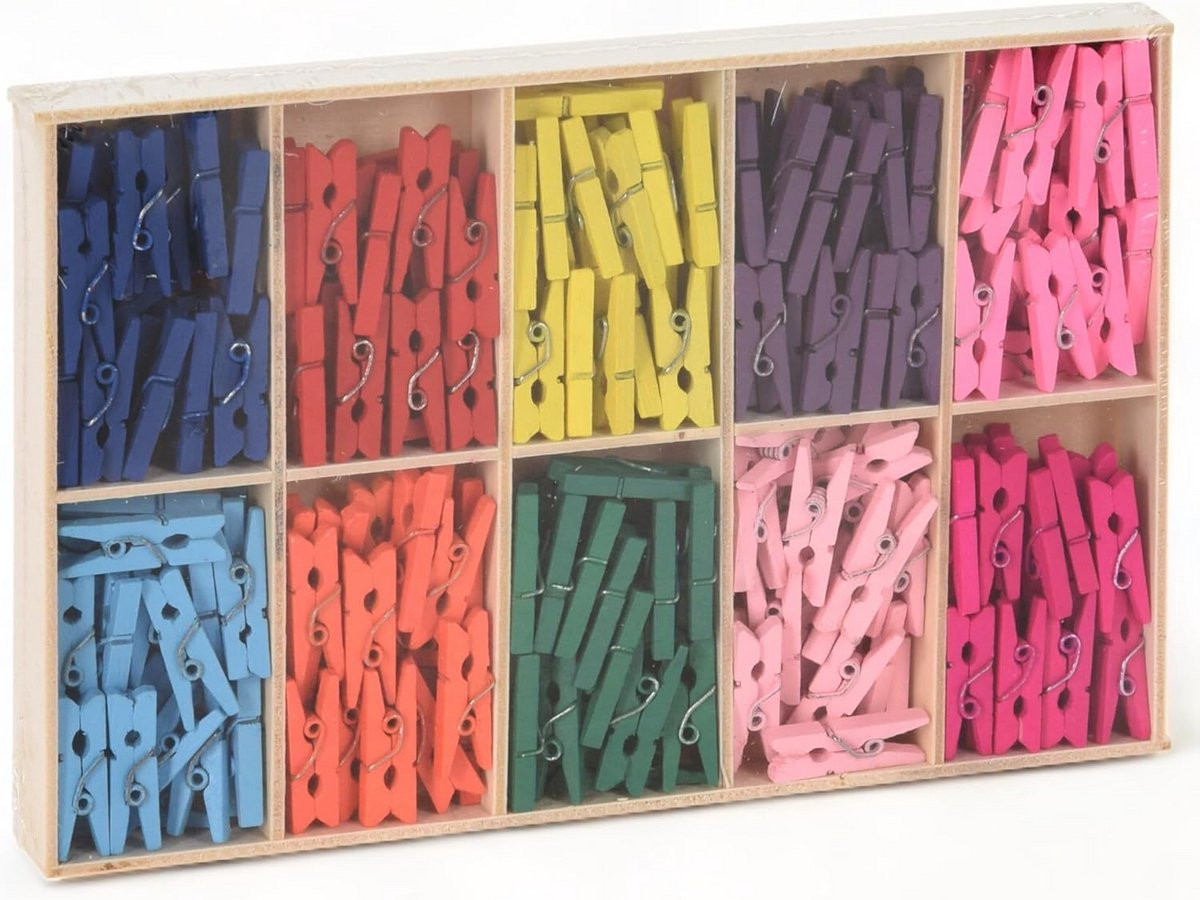 Houten Mini Waslijnklemmen 25 mm voor Knutselen en Decoratie