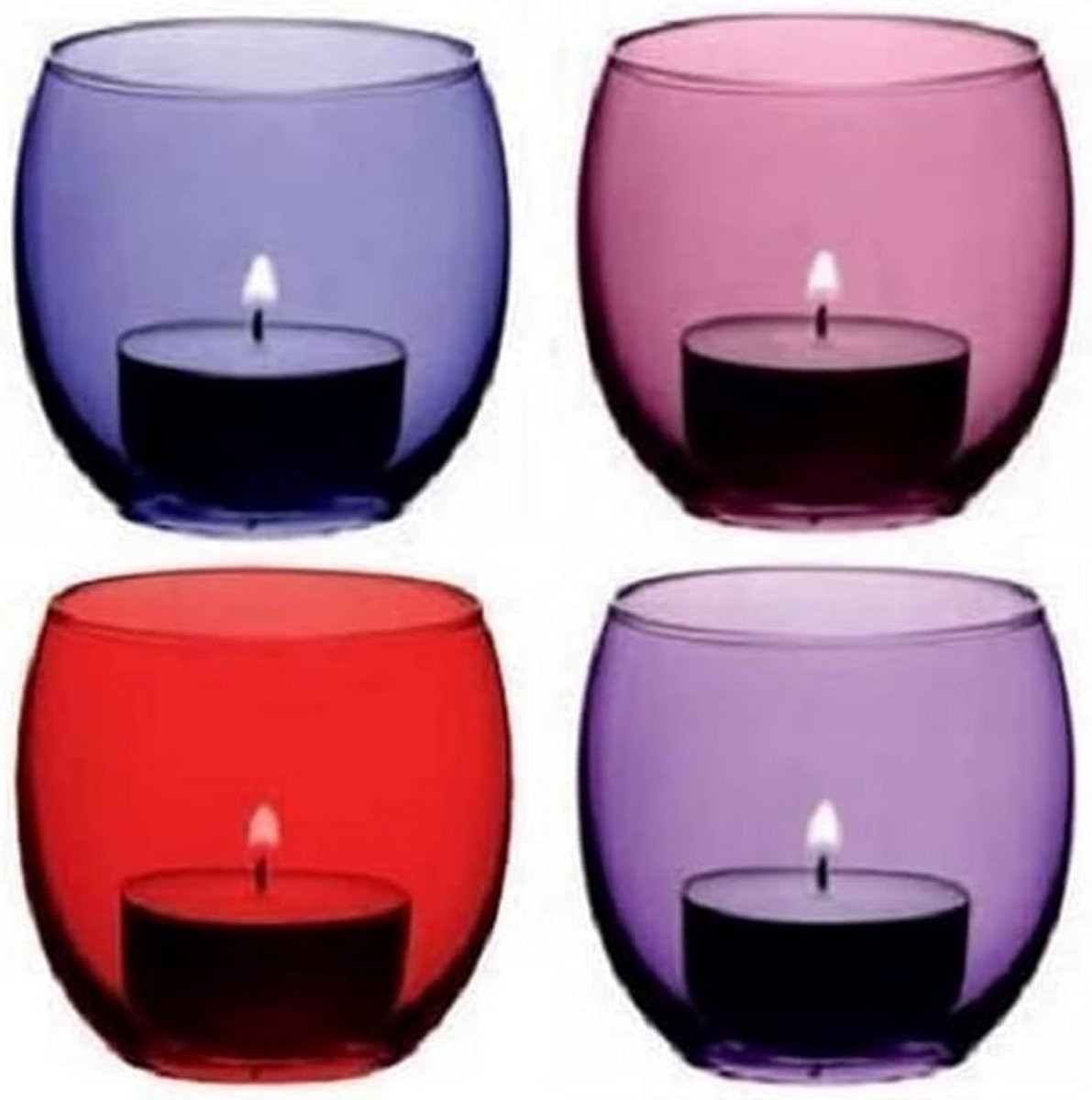 Set van 4 paarse waxinelichthouders van kristallijn glas