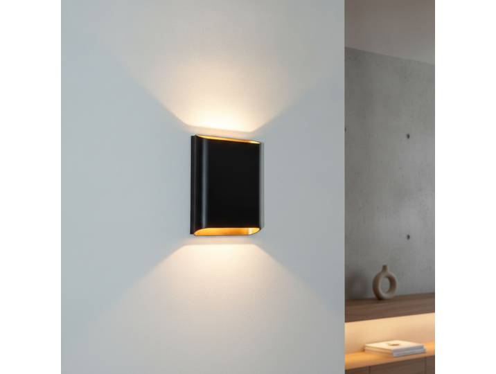 Wandlamp Diaz L Zwart met goud Artdelight - WL DIAZ-L ZW-MG