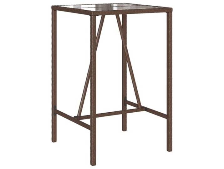 POUFGDR Bartisch für den Außenbereich, Polyratan, 70 x 70 x 110 cm Sekuritglas, pulverbeschichteter Stahl, geflochtenes Design, für Garten und Terrasse