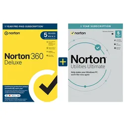 Norton 360 Deluxe + Utilities Ultimate 2026, 5 Geräte - 1 Jahr, Download