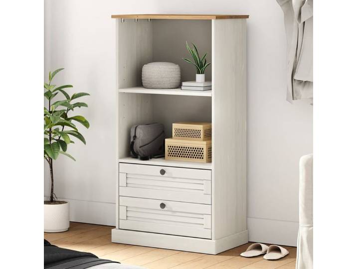 Bibliothèque VIGO blanc 60x35x114 5 cm bois massif de pin 353185
