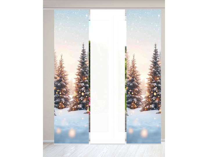 Schiebegardine HOME WOHNIDEEN SCHNEETANNEN , beige (natur), B:60cm H:245cm, Polyester, Gardinen, Schiebegardine, SET, Schiebewand, Dekostoff, Digitaldruck