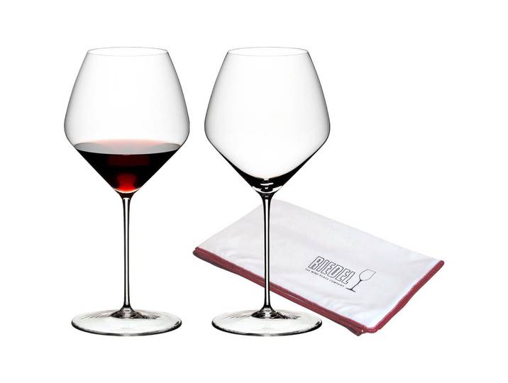 PINOT NOIR / NEBBIOLO GLÄSER + POLIERTUCH Veloce transparent 763 ml 2er Set