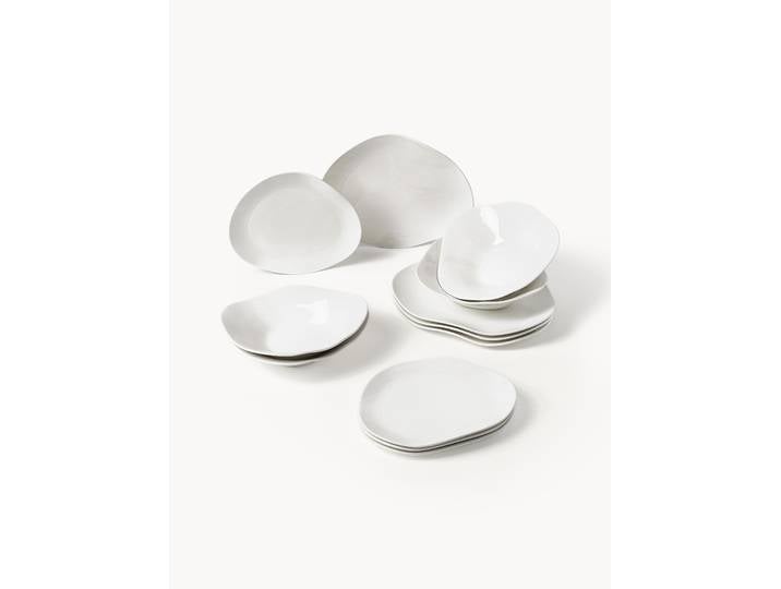 Porzellan-Geschirr-Set Joana in organischer Form, 4 Personen, 12er-Set