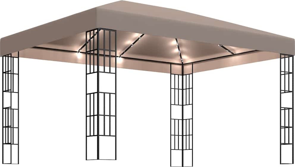 vidaXL Pavillon mit LED-Lichterkette 4x3 m Taupe