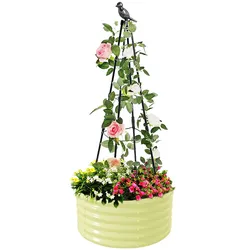 Hardin 1fachgut Design-Pflanzkübel mit Rankpyramide & Dekovogel, ca. ⌀ 60 x 30 cm - Weiß