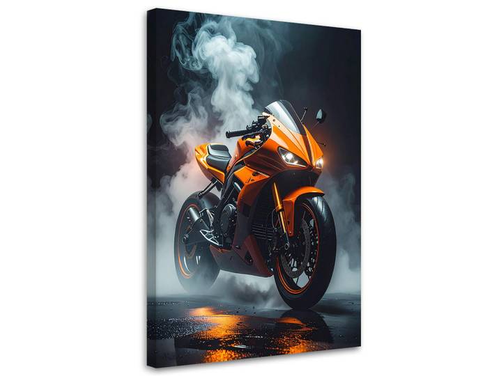Feeby Leinwandbild Kraftfahrzeuge 80x120cm, Orange, Fahrzeuge, Rechteckig, 80x120 cm, Bilder & Rahmen, Bilder, Leinwandbilder