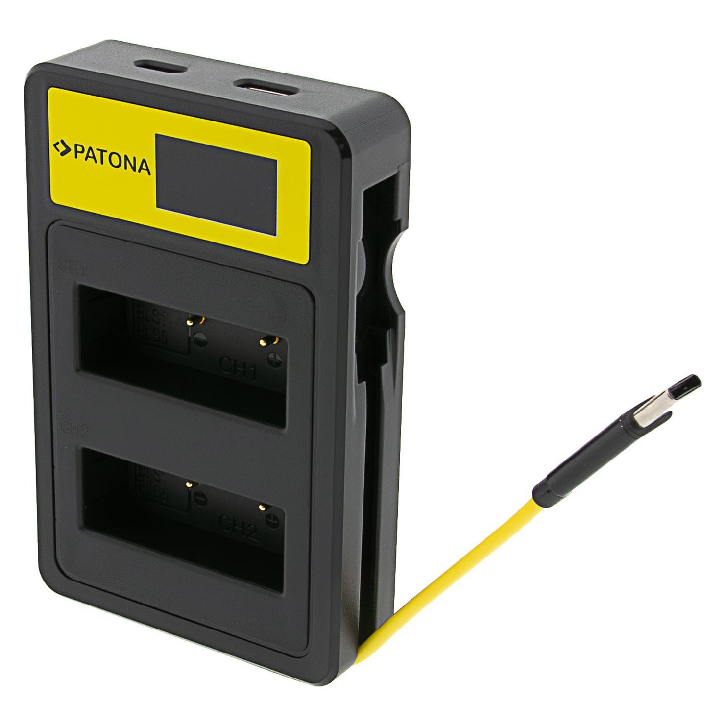 Patona Ladegerät Smart Dual LCD USB Olympus PS-BLS5 (Kamera Akku Ladegerät) (141605)