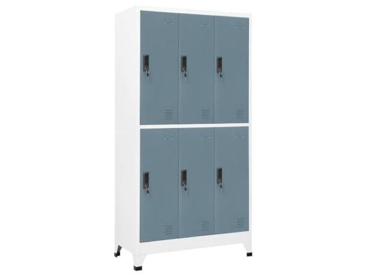 GPWERSDF Schließfachschrank Hellgrau Dunkelgrau 90x45x180 cm Stahl Spind Stahlkonstruktion, abschließbare Türen, Lüftungsschlitze, Kleiderbügel, Namensschildhalter, Schule Büro