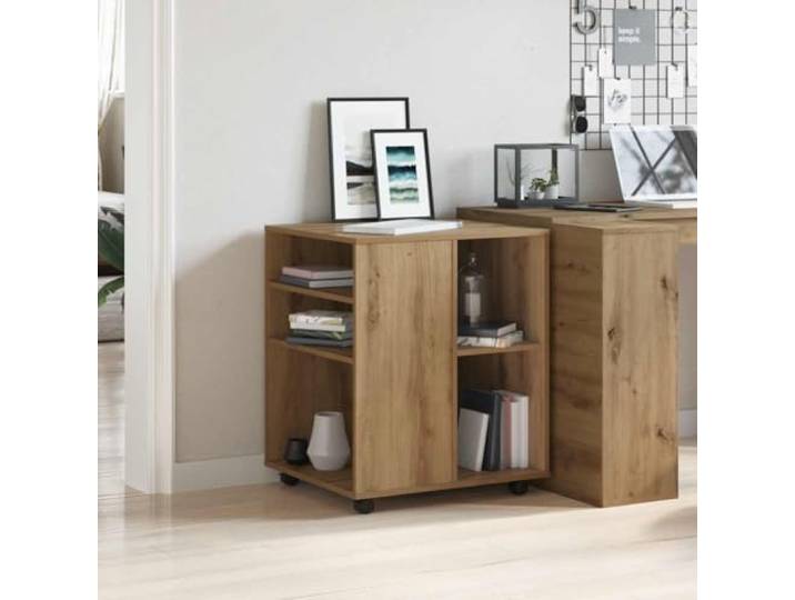 GPWERSDF Rollschrank Artisan-Eiche 60x53x72 cm Holzwerkstoff mit Rollen Mobil dank Rollen, zwei feststellbar, glatte Oberfläche, feucht abwischbar, Platz für Drucker
