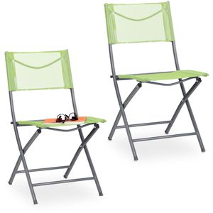 Relaxdays Klappstuhl 10035908, grün, aus Metall, mit Stoffbezug, bis 150 kg, 2 Stück