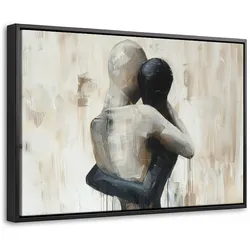 LEINWAND Bilder mit Rahmen - Abstrakt - Liebe - Schwarz und weiß - Modern - 30x20