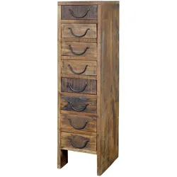 Chic Antique Grimaud Schmale Vintage Kommode mit 8 Schubladen | Recyclingholz, 30 x 25 x 95 cm