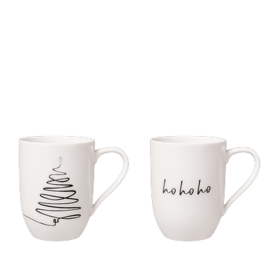 Becher VILLEROY & BOCH "Statement Tassen- und Becherset Tree, 2-tlg.", weiß, H:10,4cm Ø:8cm, Porzellan, Trinkgefäße, Becher, Premium Porzellan
