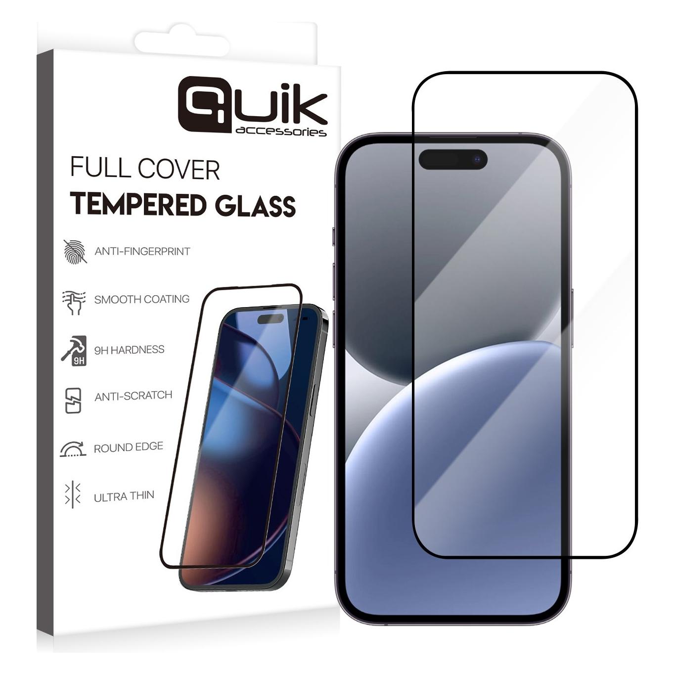 Quik Shade Quik Accessories Full Cover Tempered Glass for Apple iPhone 16 Plus (Apple iPhone 16 Plus) (QK-TG-IPH-16-PL)