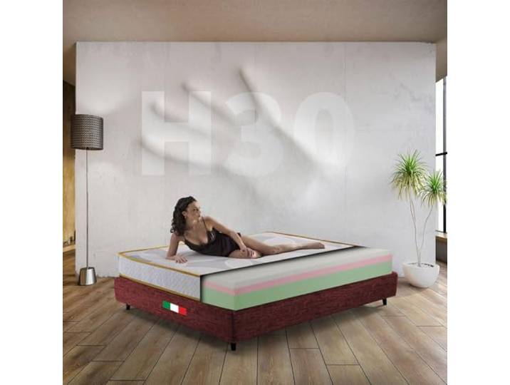 Comfy Line Matratze aus französischem Memory-Schaum, 150 x 200 cm, amerikanische mehrschichtige Matratze mit Zonen, Höhe 30 cm, orthopädische Matratze mit 3 Schichten, antiallergische Matratze,