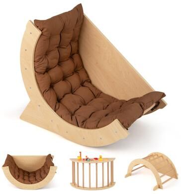 Costway Kids Climbing Arch with Cushion Montessori Arch Climber/Rocker for Toddlers-Coffee