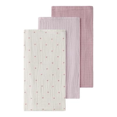 Multifunktionstuch LIL' ATELIER "NBNISLEYS 3PACK NAPPIES LIL NOOS", Baby, rosa (turtledove aop:hushed violet, zephyr), Web, Baumwolle, bedruckt, Modetücher Multifunktionstuch, aus Baumwolle, bequeme Passform, mit Blumenmuster und Uni-Look