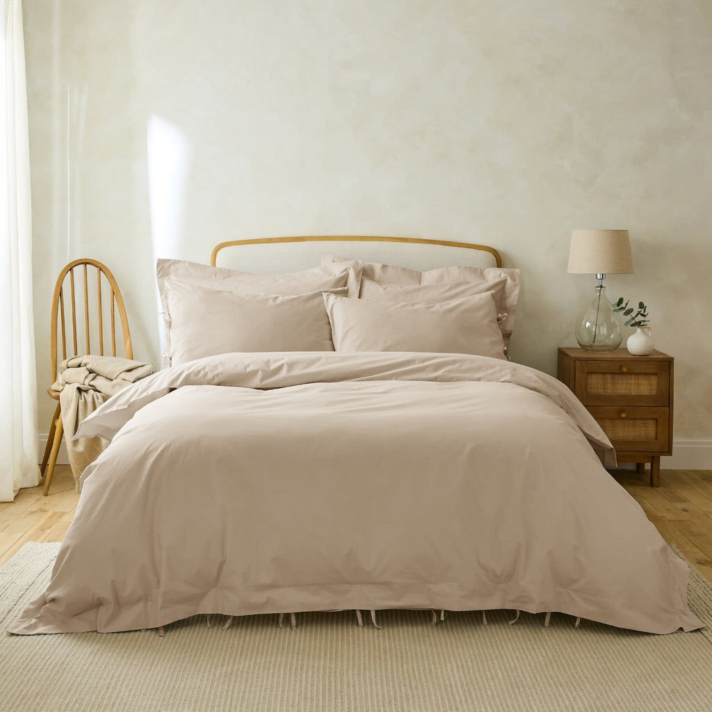 17 Stories Stiliana 300 Thread Count Stonewashed Cotton Edged Duvet Cover with Tie Hems Stone Super King Duvet Cover