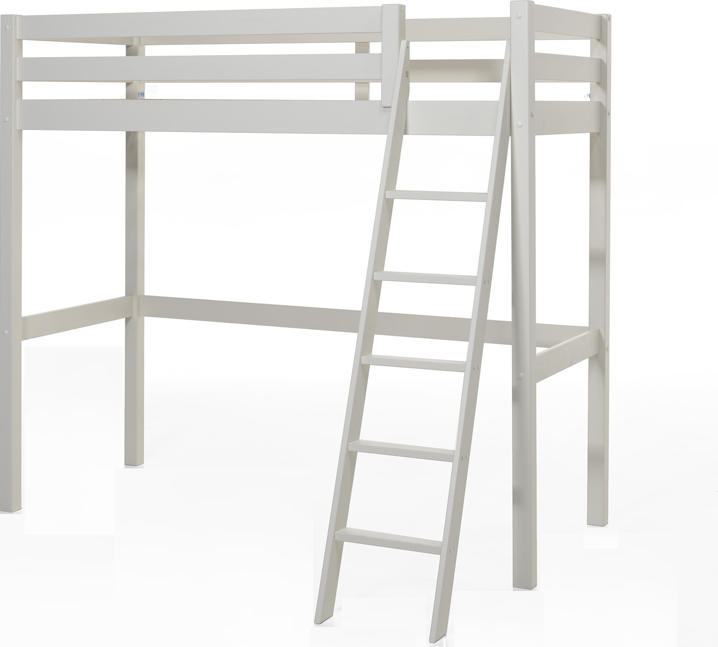 Hochbett >PINO< in Kiefer massiv weiß lackiert - 209x190x165 (BxHxT)