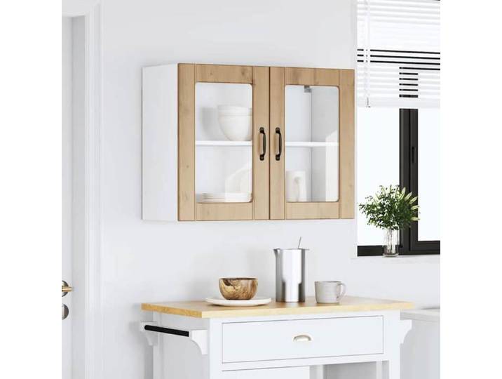 Meuble haut de cuisine - Brun - Armoire murale de cuisine avec porte en verre Lucca - Cadre durable_19.45kg_14086
