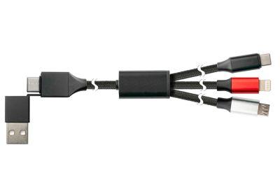 USB Ladekabel Good Connections PYTHON® Serie, 6-in-1, USB-A + USB-C an USB-C/USB Micro B/Lightning, 3 A, Textilmantel, Länge 1,2 m, schwarz