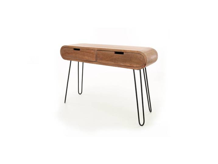 Kawola Schminktisch Bara Braun Holz, Teilmassiv, 2 Schubladen, Rechteckig, 120x76x30 cm, Wohnzimmer, Wohnzimmertische, Konsolentische
