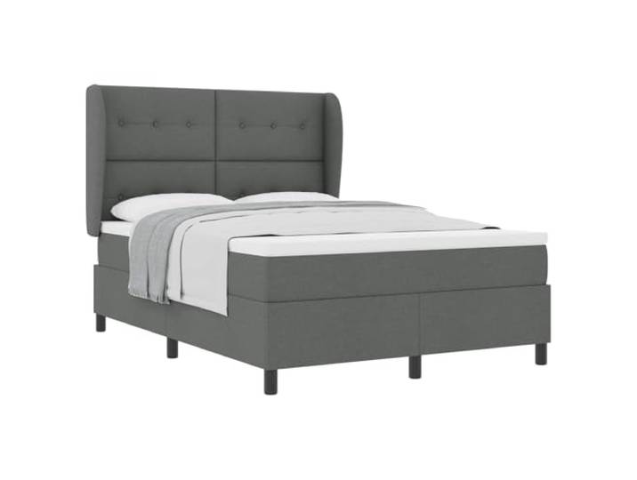 PUGYNBK Boxspringbett, Dunkelgrau, 140 x 190 cm, mit Lattenrost und Matratze
