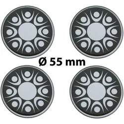 4 x Ø 55 mm Polymere Aufkleber / Stern-Optik / Nabenkappen, Felgendeckel