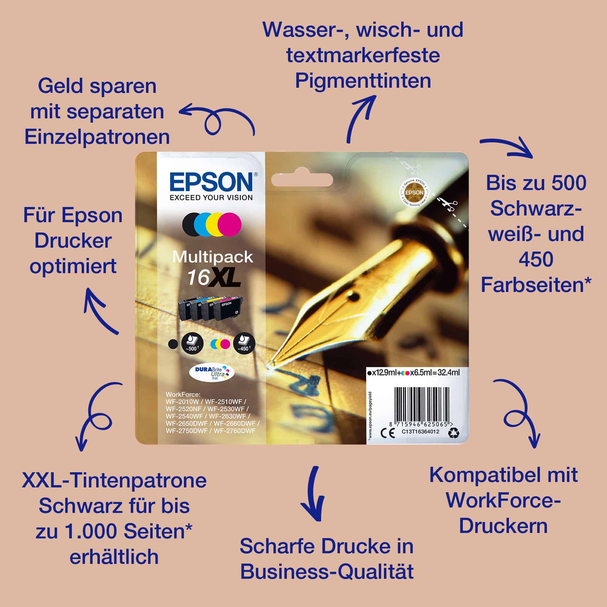 Epson originale Druckerpatrone Cyan 3,1 ml 16 C13T16224012