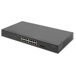 Digitus 16-Port Gigabit Netzwerkswitch, 19 Zoll, unmanaged, 2 Uplink Ports, SFP