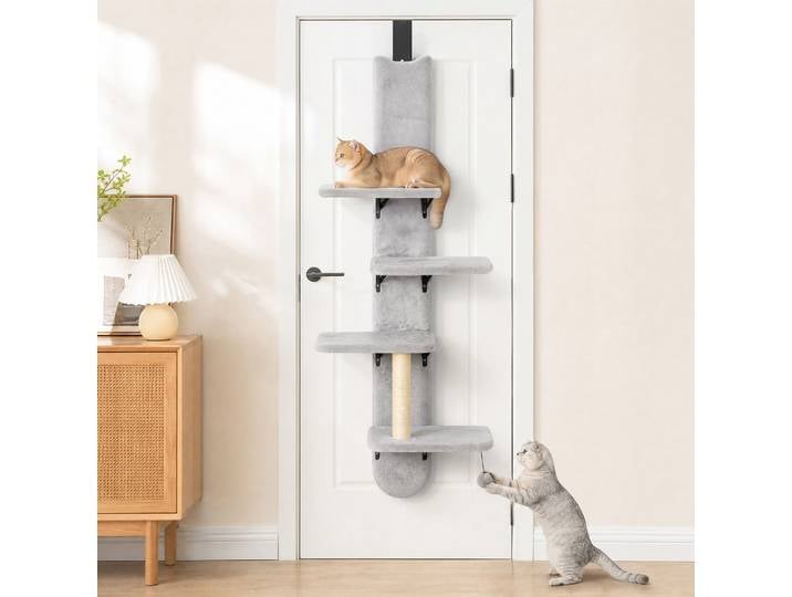 PawHut Griffoir Mural Porte Sisal Gris Clair Escalade Chat