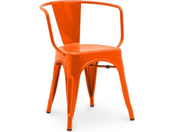 Chaise de salle à manger avec accoudoir Bistrot Metalix design industriel en Métal - Nouvelle édition Orange