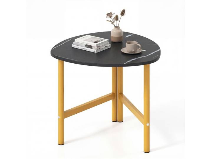 GIANTEX Table Basse Triangulaire avec Pieds en Métal Table d'Appoint pour Canapé 60x59x50CM Charge 60KG Noir