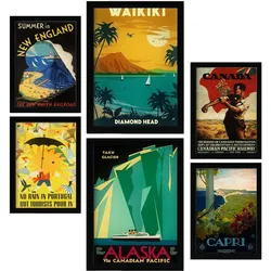 POSTER Set Mit 6 Strände Und Kreuzfahrten Vollfarbige Illustrationen Von Vintage Tourismus Werbetafeln Aus Der Ganzen Welt A3 & A4 Schwarzer Rahmen