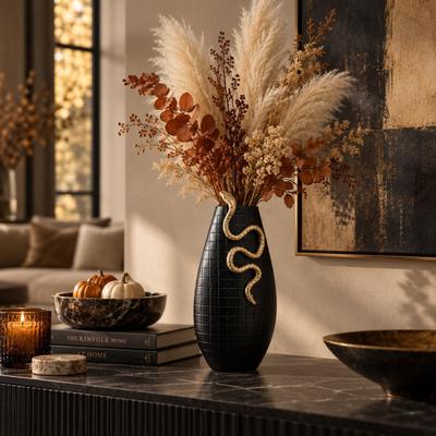Sagebrook Home "Decorative Vase - Black Metal Texture Curved Fake Snake, 21"""
