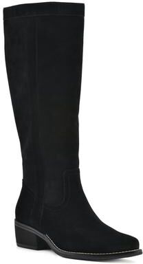 Women's Altitude Wide Calf Tall Shaft Boot by White Mountain in Black Suede (Size 7 1/2 M)