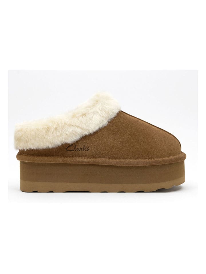 Clarks Leder-Hausschuhe in Hellbraun - 42