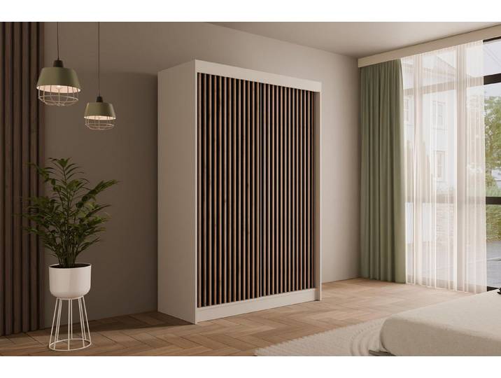 ALTDECOR Schiebetürenschrank VILANv2 (Kleiderschrank Garderobenschrank mit viel Stauraum Moderner Schrank) Vielseitiger Schwebetürenschrank Schlafzimmer Lamellen