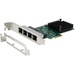 Exsys PCI-E Karte Ethernet 4x 1 Gbit/s (PCI-E x1), Netzwerkkarte, Schwarz