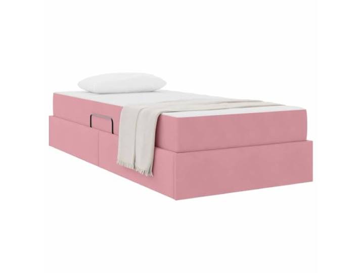 KTHLBRH Boxspringbett Rosa 90 x 200 cm mit Matratze aus Samt Gasheber, Gestell aus Metall, Schaumstoff und Taschenfedern, einzeln
